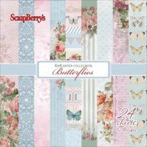 Дизайнерско блокче "Пеперуди" - 24бр. листи - Paper set 6"*6"  Butterflies 170 gsm (24 sheets/set)