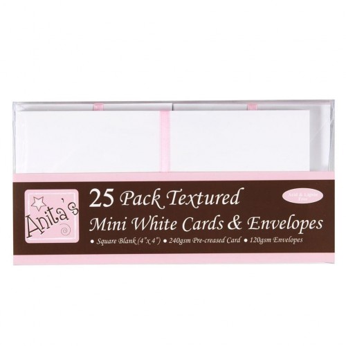Мини основи за картички - квадратни - 10 см х 10 см + пликове - Anita's 4x4 Inch Cards & Envelopes White (25pk) - 25бр.