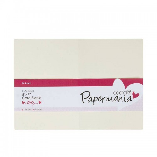 Комплект основи за картички с пликове - Papermania Cards & Envelopes 5x7 Inch Cream (50pk) - 50 бр.