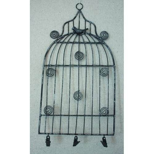 Малка метална стойка - кафез, за закачане на бележки, метална - сребро - Small Birdcage Memo Holder 30 x 15,5 cm