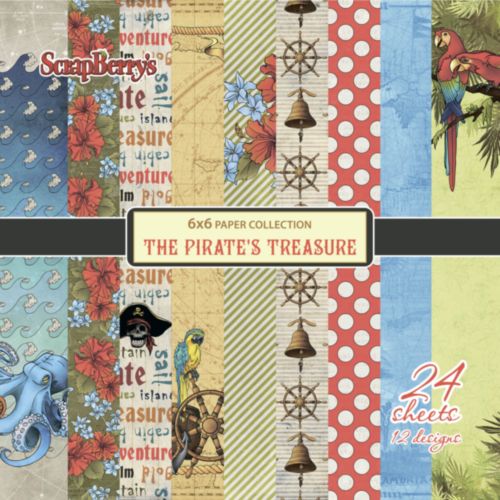Дизайнерско блокче 6" x 6" - Пиратско съкровище -  Paper Collection Set 6"*6" The Pirate's Treasure 190 gsm (24 sheets, 12 designs, 2 units of each sheet)