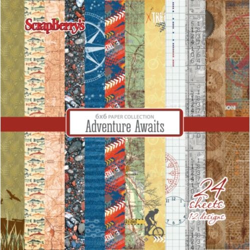 Дизайнерско блокче - Paper Collection Set 6"*6" - приключенски - Adventure Awaits 190 gsm (24 sheets, 12 designs, 2 units of each sheet) 