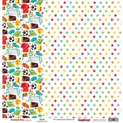 Двустранен дизайнерски лист 12" х 12" - футбол - Double-sided paper 12"*12" 190 gsm,Football Star, Play On