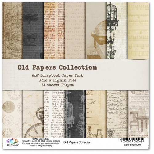 Комплект дизайнерски картони 12x12inch 14 листа 190gr - Old Papers Collection