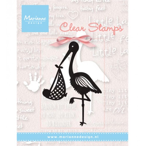 Силиконов печат щъркел, носещ бебе - Marianne design - Clear Stamp Ooievaar