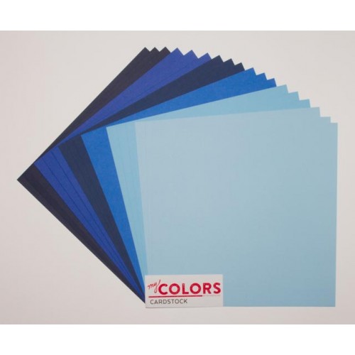 Комплект от 18бр. картони 12" х 12" - 12x12 inch Blue Tones Cardstock Bundle 18pcs - 216гр.