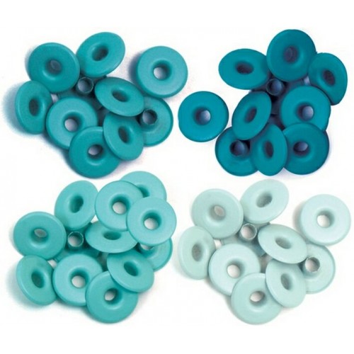 Комплект айлети - We R Memory Keepers - Wide Eyelets - Aluminum Aqua - Wide - 40бр.