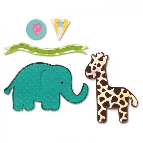 Универсални шаблони за рязане и релеф - Sizzix - Thinlits Die Set 7PK - Elephant & Giraffe