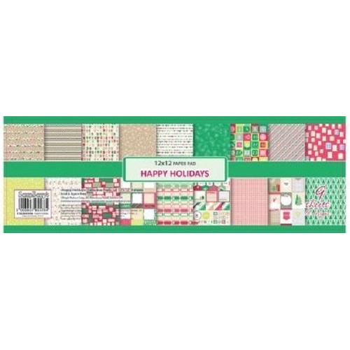 Комплект дизайнерски картони - 9 двустранни листа, 18 дизайна  - 12" х 12" - 190гр. - Happy Holidays