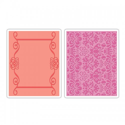 Папка за ембосинг - Sizzix - Sizzix Textured Impressions Embossing Folders 2PK - Scroll Frame & Succulent Set