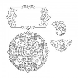 Шаблон за изрязване - Sizzix Thinlits Die Set 4PK - Ornate Flowers & Tag