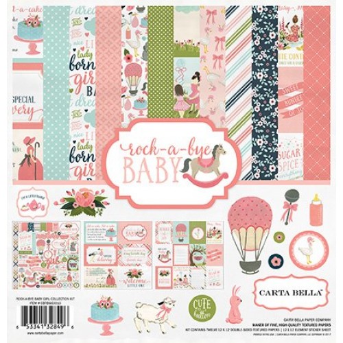 Дизайнерски комплект 12" х 12" - Carta Bella Rock-a-Bye Girl 12x12 Inch Collection Kit (CBRBG63016)