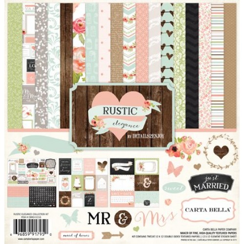 Дизайнерски комплект 12" х 12" - Carta Bella Rustic Elegance 12x12 Inch Collection Kit (CBRE41016)