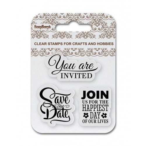 Комплект от силиконови печати "Сватба" - ScrapBerry's Set Of Clear Stamps 7x7 cm Save The Date, Wedding (SCB4907085)