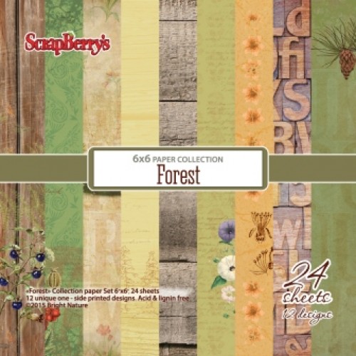 Дизайнерско блокче 6" х 6" - Paper set 6"*6"  Forest 170 gsm (24 sheets/set)