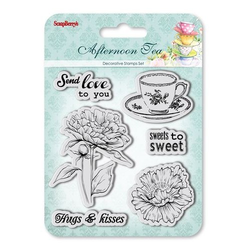 К-т от печати "Цветя, чашка за кафе, прегръдки и целувки" - Set of Clear  Stamps (10,5*10,5cm) Afternoon Tea - Sweets to Sweet