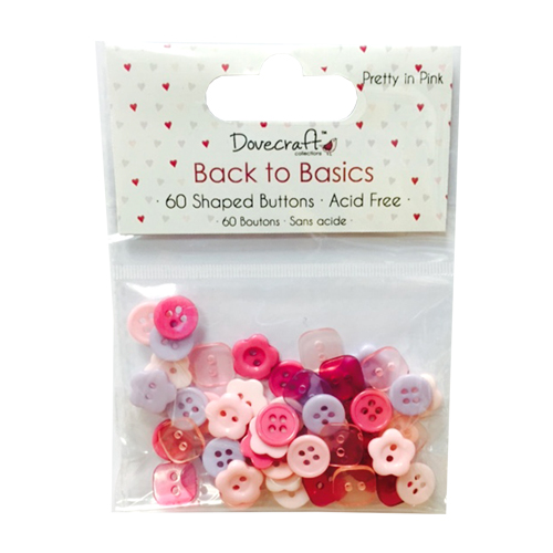 Мини копчета - Dovecraft Back to Basics - Pretty In Pink Plastic Buttons 