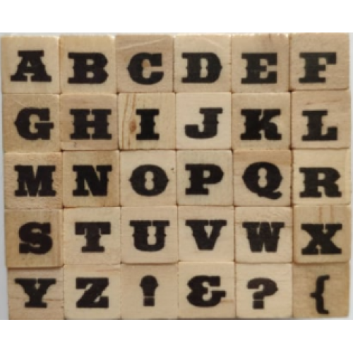 Мини гумени печатчета на дървено кубче - латинска азбука - Dovecraft - Alphabet 4