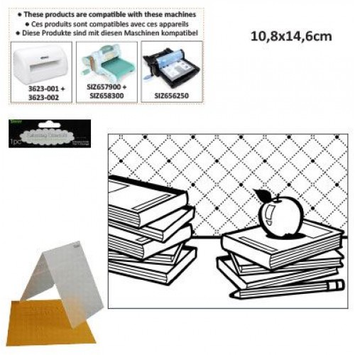 Ембосинг папка учебници - Darice - Embossing template 10,8x14,6cm school books