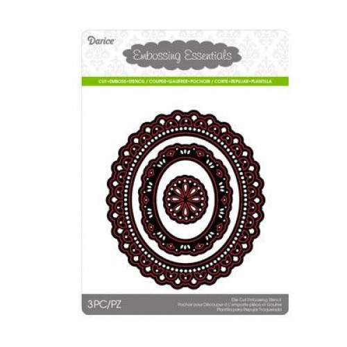 Щанца за изрязване и релеф рамка / таг / етикет - Darice - Die cut stencil doily frame 104x118mm