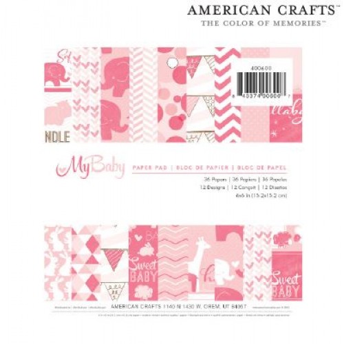 Дизайнерско блокче за момиче - American crafts - Paper pads imaginisce my baby girl x36