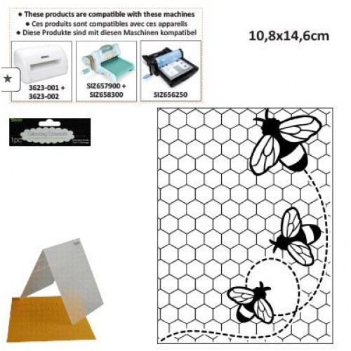 Ембосинг папка с размери 10.8х14.6см пчели - Darice - Embossing template 10,8x14,6cm bees buzzing