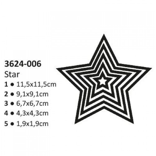 Тънки метални щанци 5 размера звезди - Shape cutting x5 dies stars