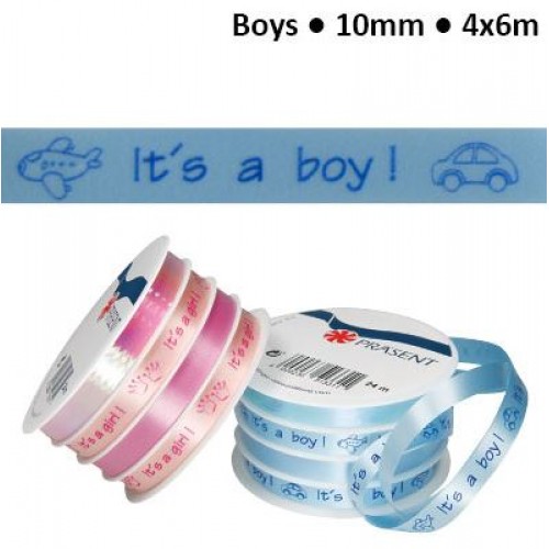 Комплект от 4бр.панделки за накъдряне - момче -  Curling ribbon 10mm "it's a boy" blue